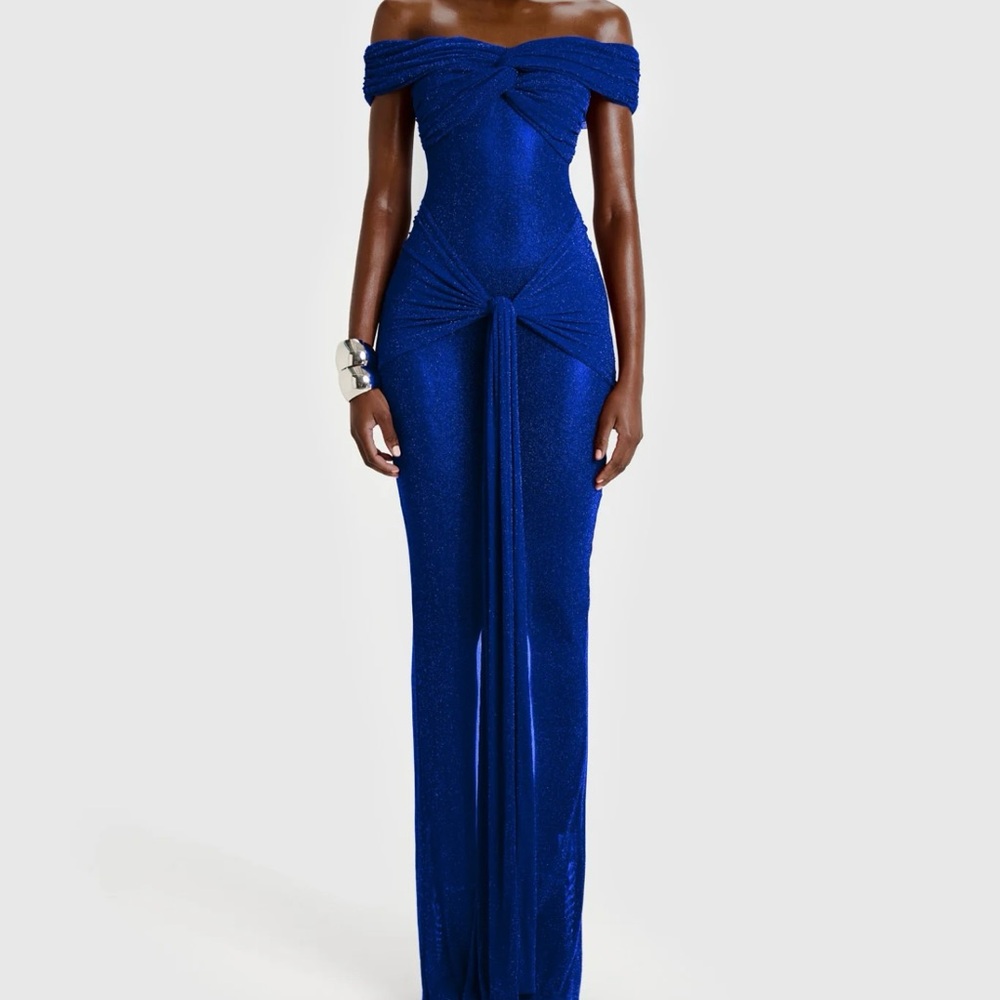 Stunning Off-Shoulder Royal Blue Maxi Dress